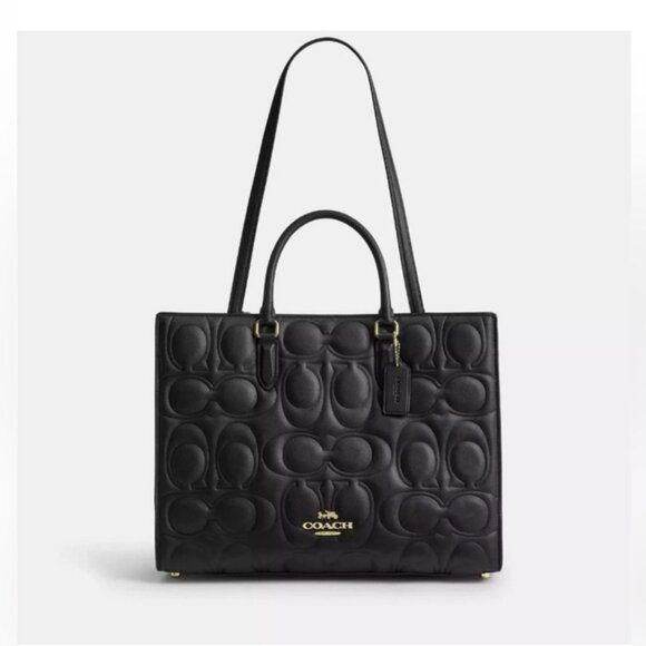 NWT Coach Maggie Tote Bag In Blocked Signature Leather CY672 - Picture 5 of 6